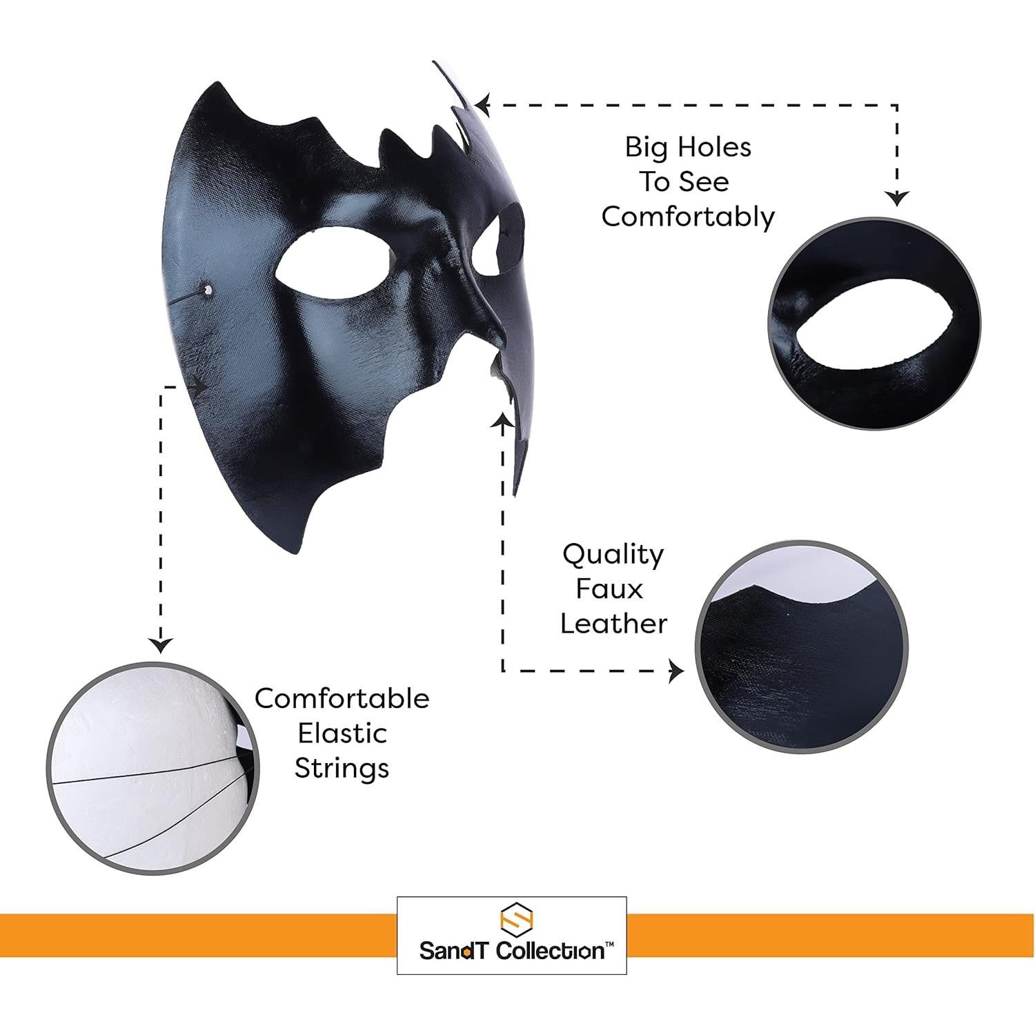 Máscara de Murciélago de Medio Rostro SandT Collection - Negro