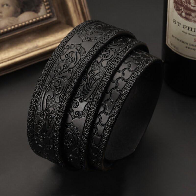 Cinturón de cuero ajustable para hombres con hebilla automática