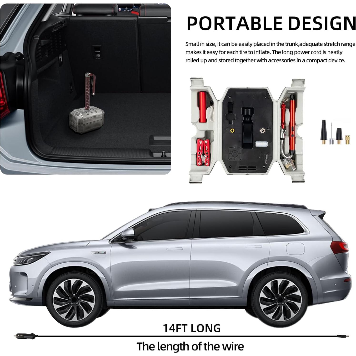 Bomba de Aire Eléctrica YHOU DOOLS 100 PSI con Accesorios