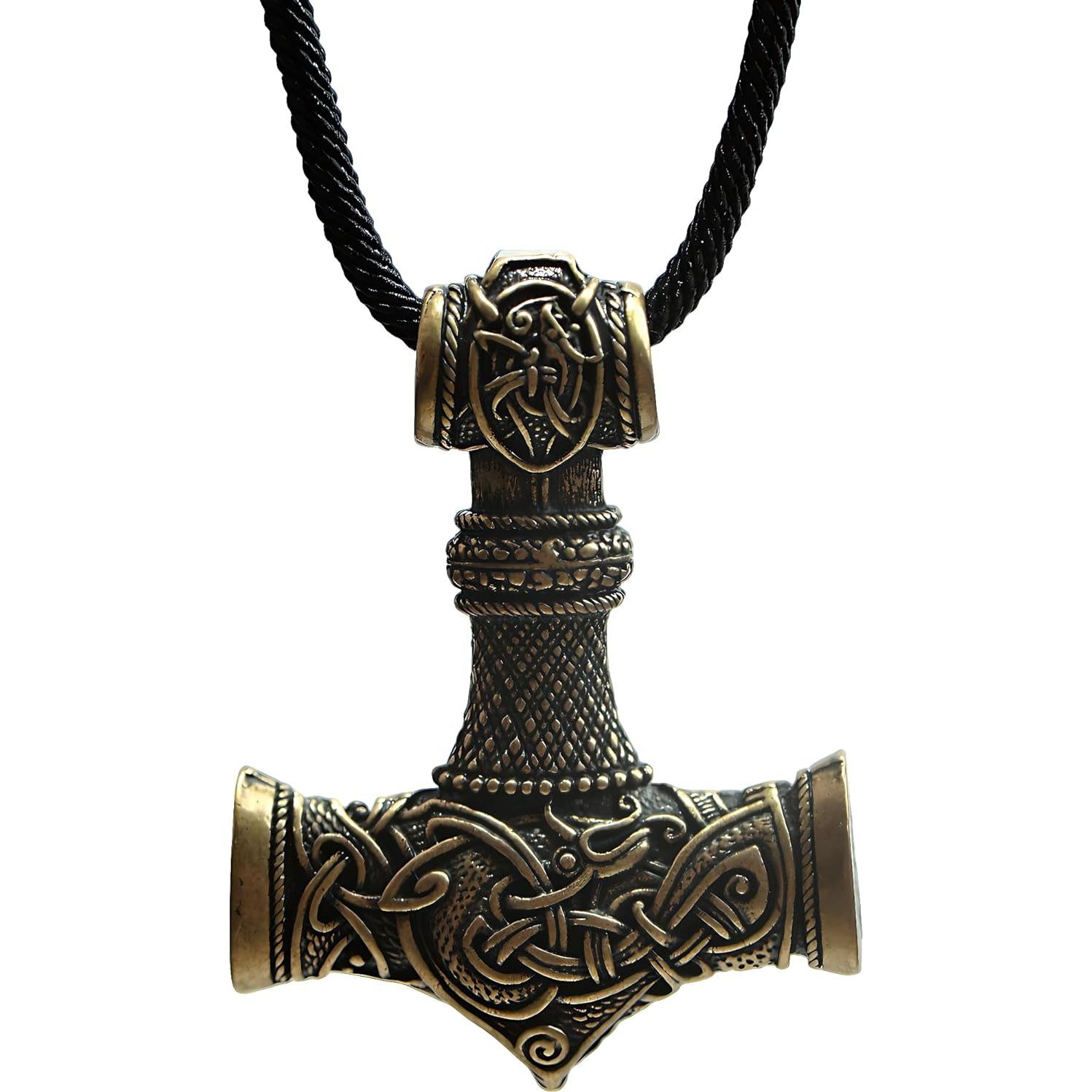 Collar Martillo Thor Mjolnir Bronce Antiguo 40mm Joyería Vikinga