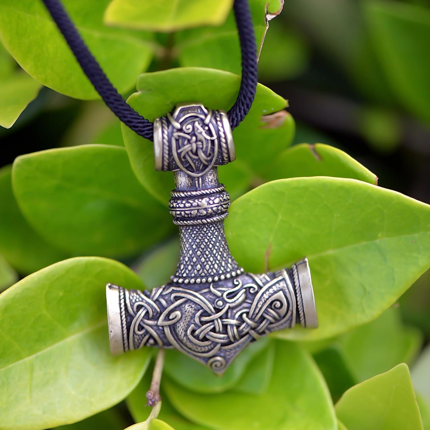 Collar Martillo Thor Mjolnir Bronce Antiguo 40mm Joyería Vikinga