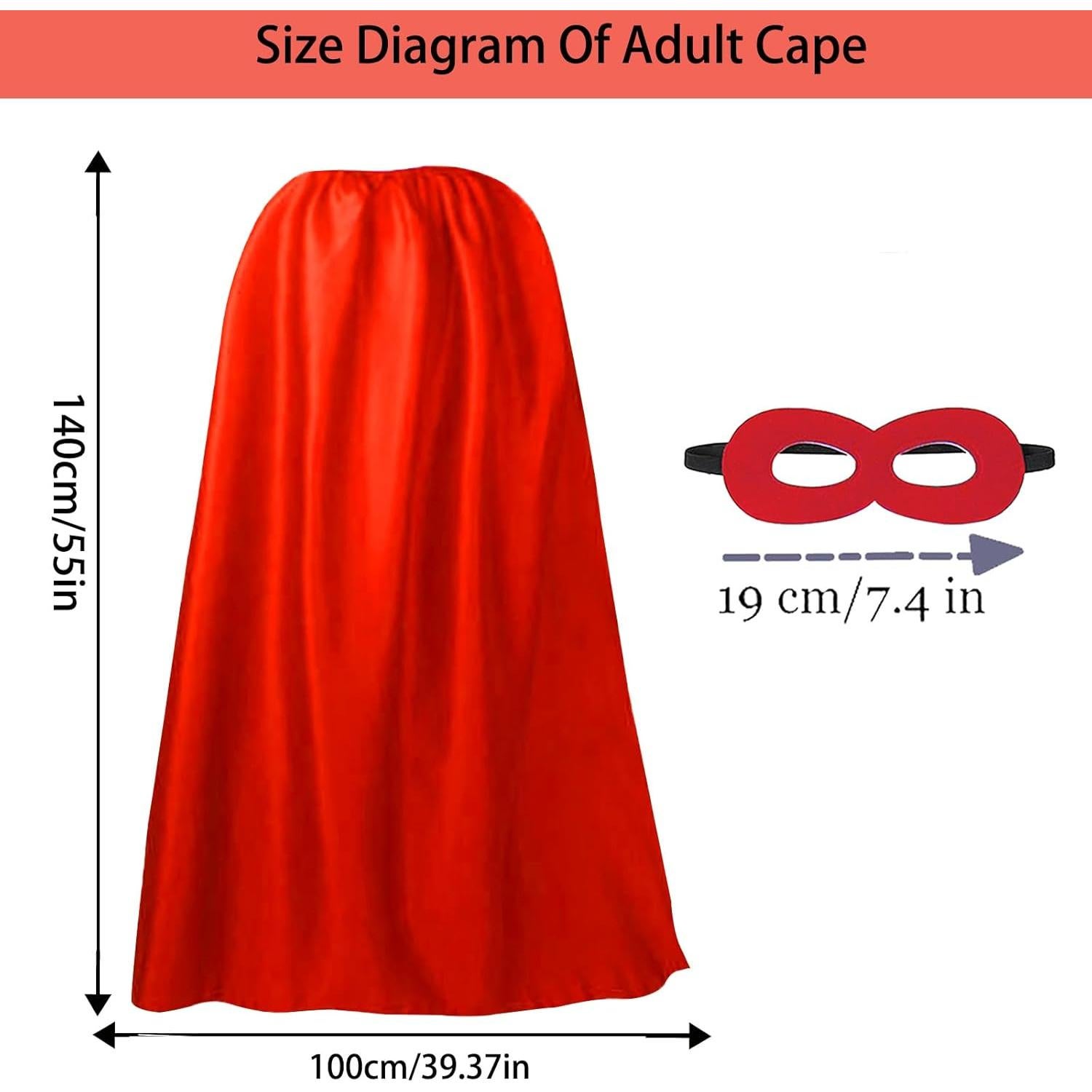 Capa de Superhéroe para Adultos con Máscara - Varios Colores