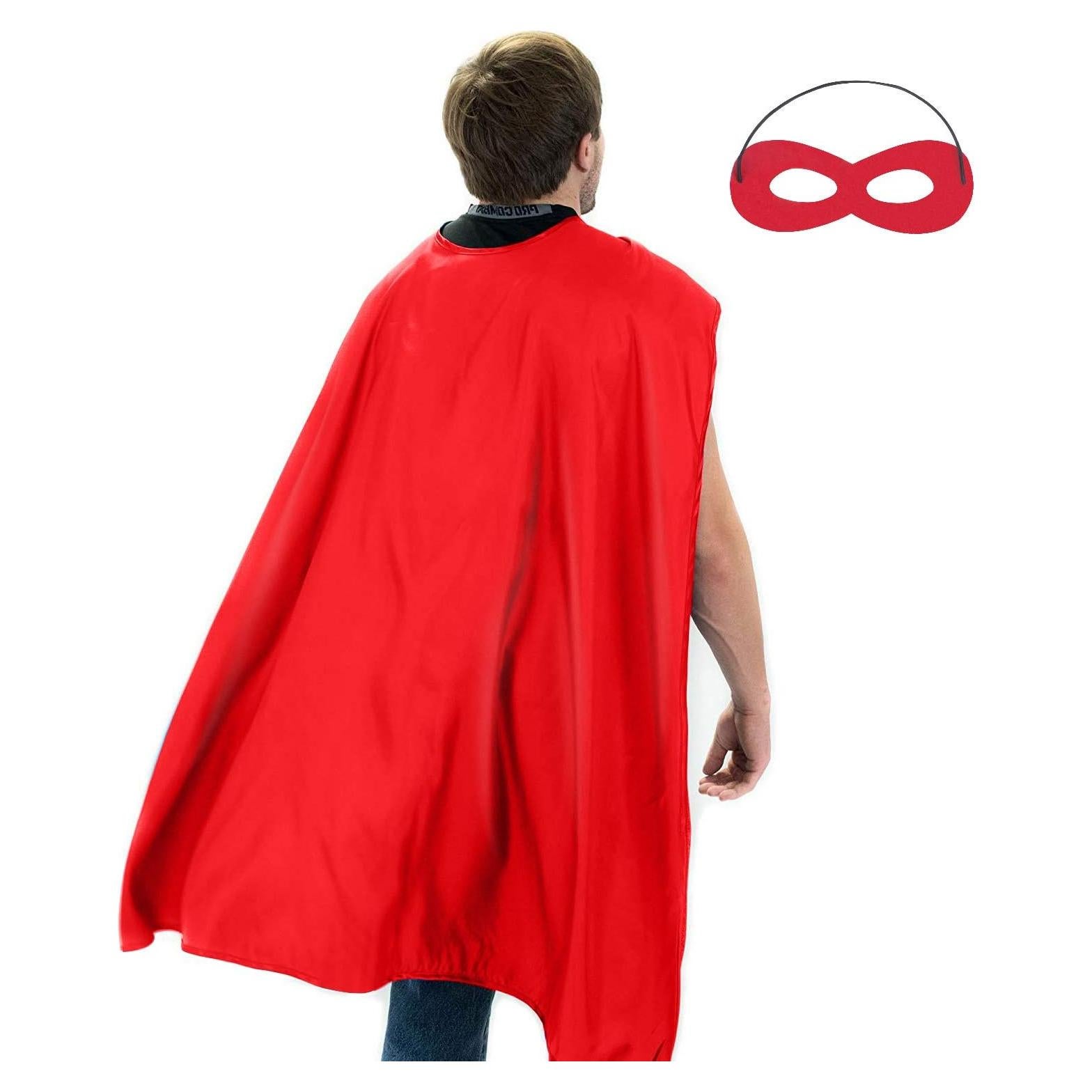 Capa de Superhéroe para Adultos + Máscara - 120 cm - Rojo