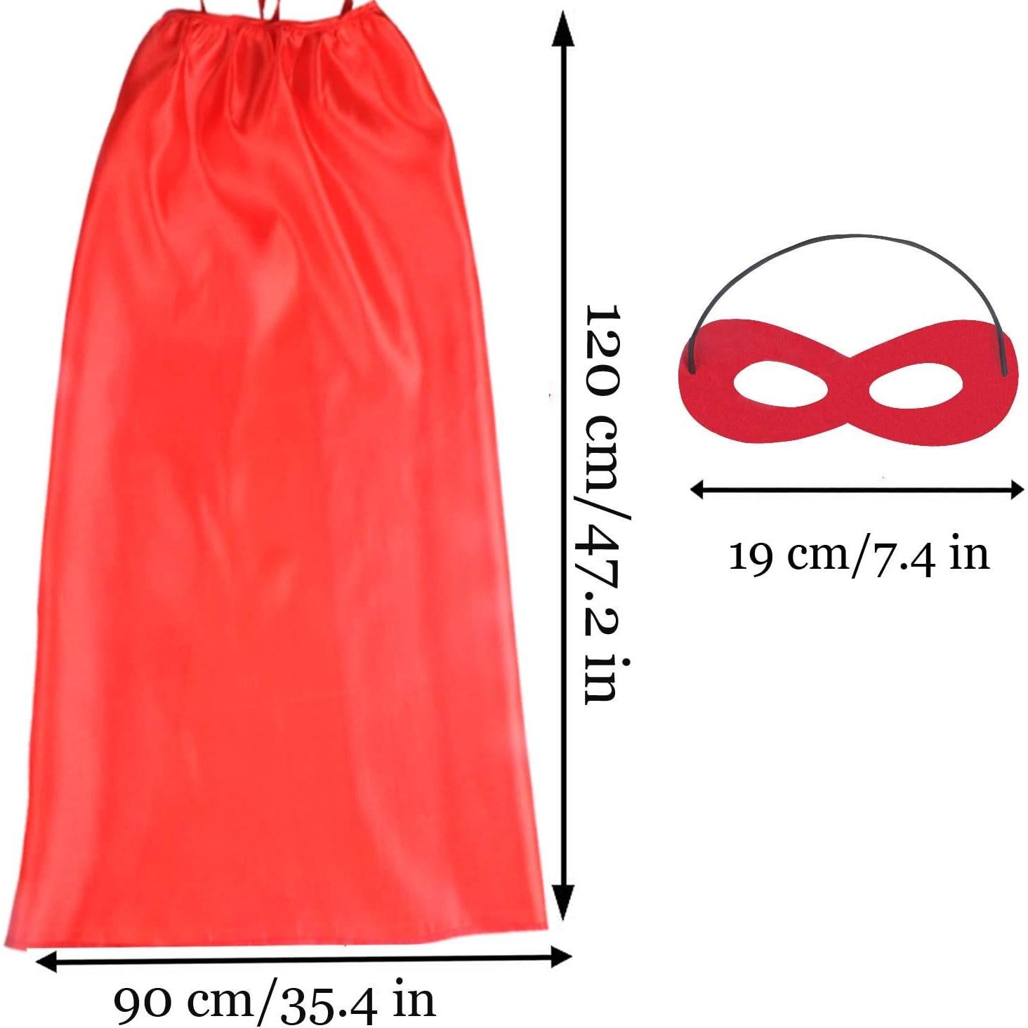 Capa de Superhéroe para Adultos + Máscara - 120 cm - Rojo