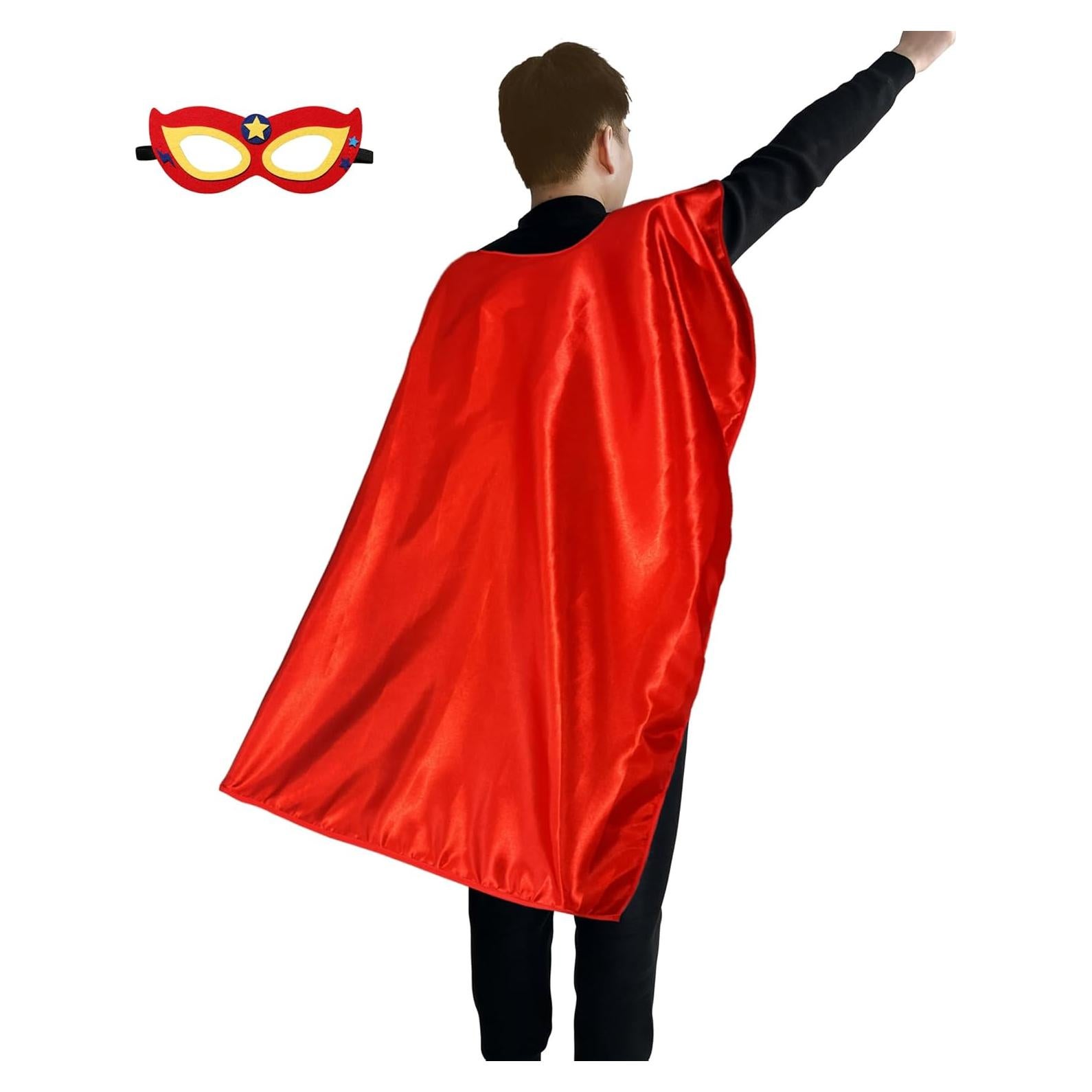 Capa y Máscara de Superhéroe D.Q.Z para Adultos - Rojo