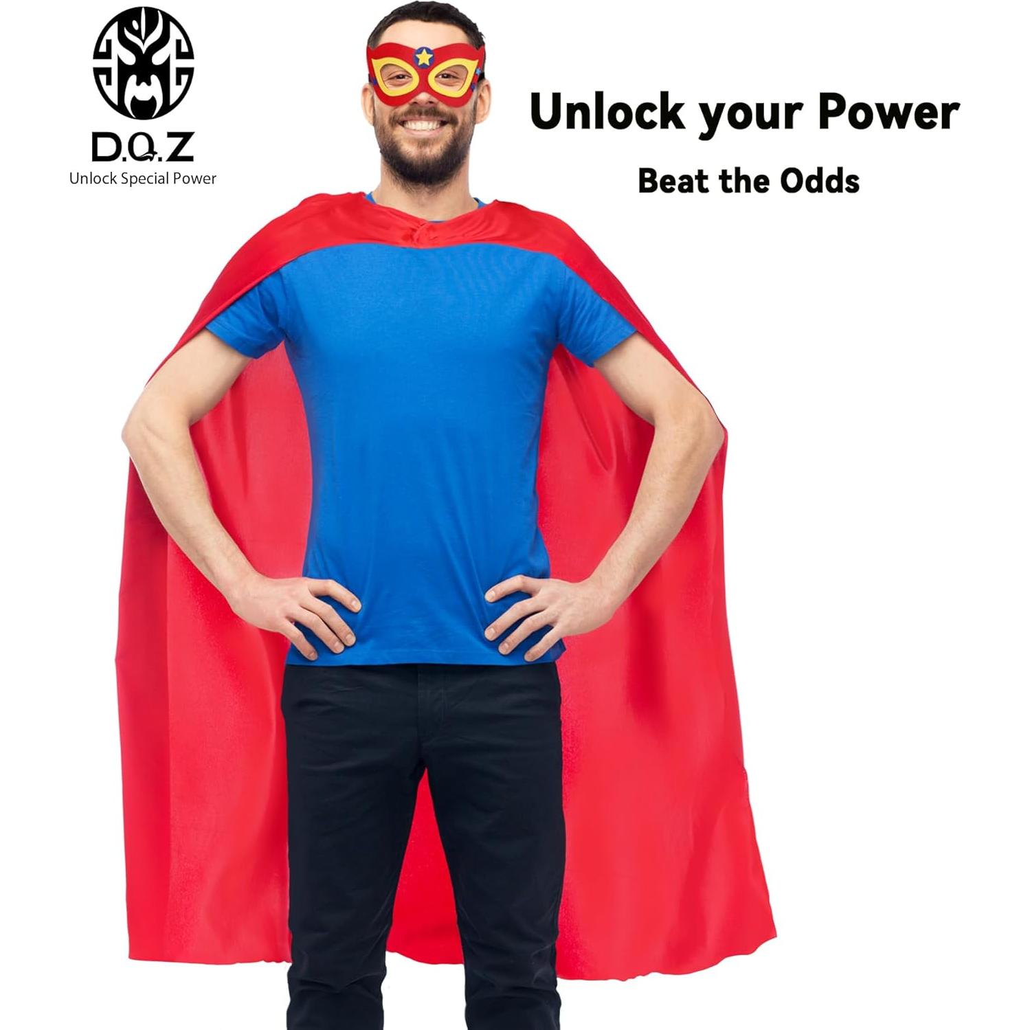 Capa y Máscara de Superhéroe D.Q.Z para Adultos - Rojo