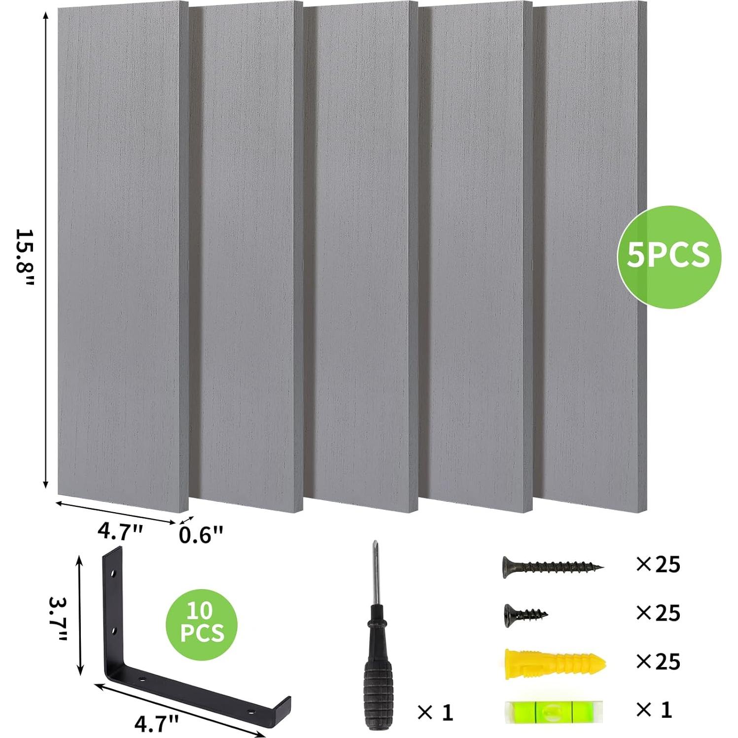 Estantes flotantes Fixwal de 5 piezas en madera gris 40x12 cm