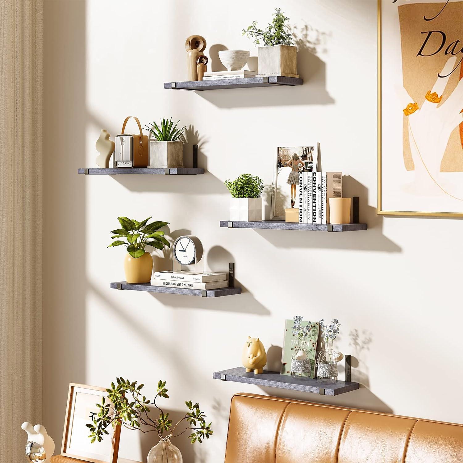 Estantes flotantes Fixwal de 5 piezas en madera gris 40x12 cm
