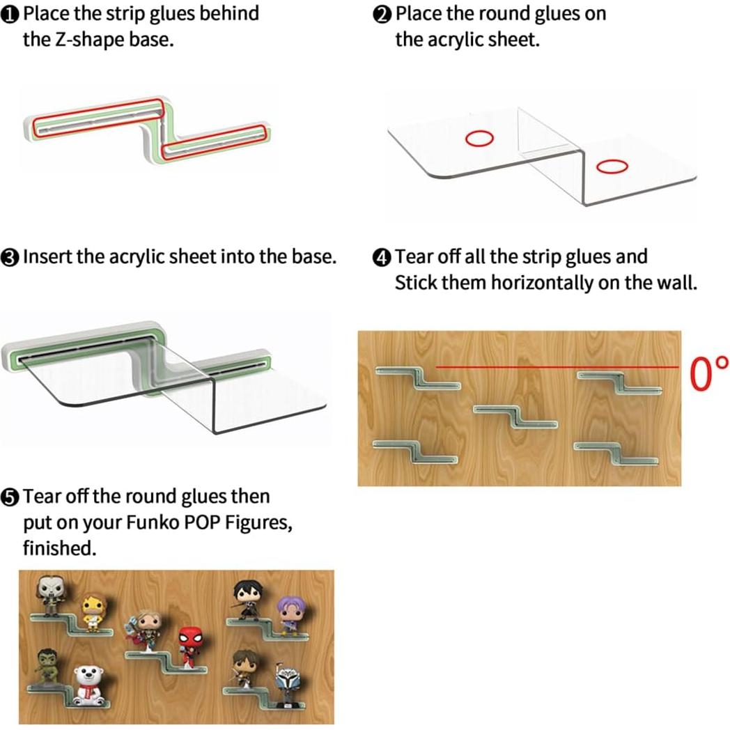 Estante de Exhibición Flotante YODAR 5 Pcs Acrílico Transparente