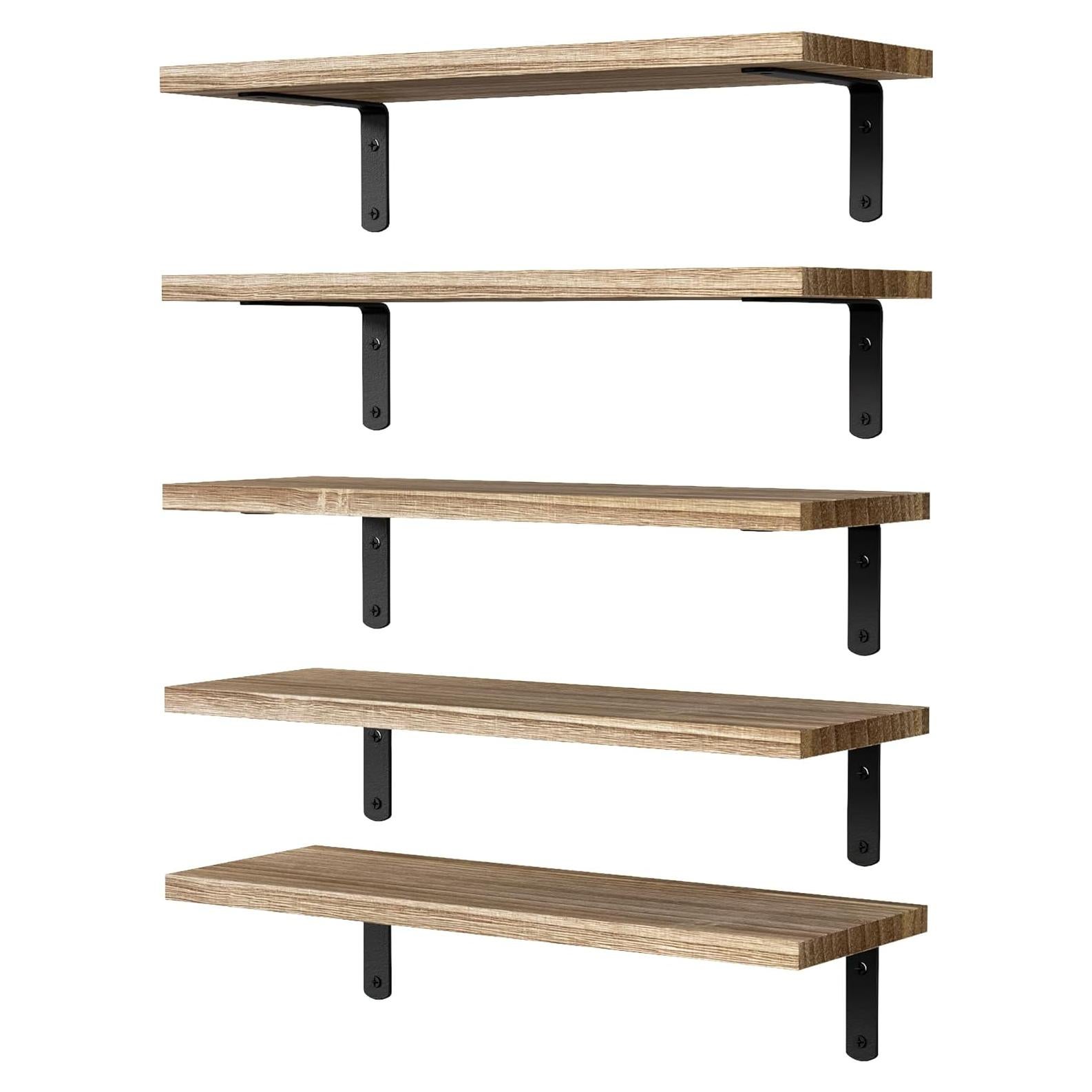 Estantes Flotantes DOLLFIO 5 Piezas Madera Rústica 42x15cm