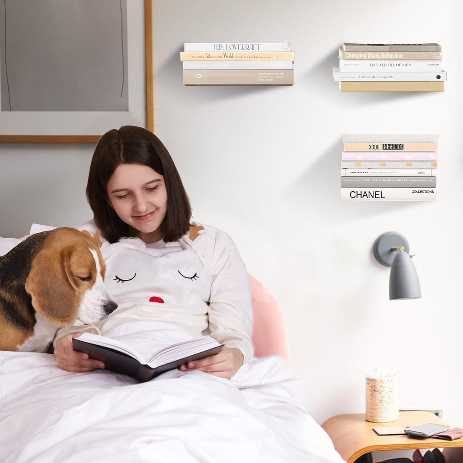 Estantería Flotante Invisible Atsgke - 4 PZS Blanca Moderna