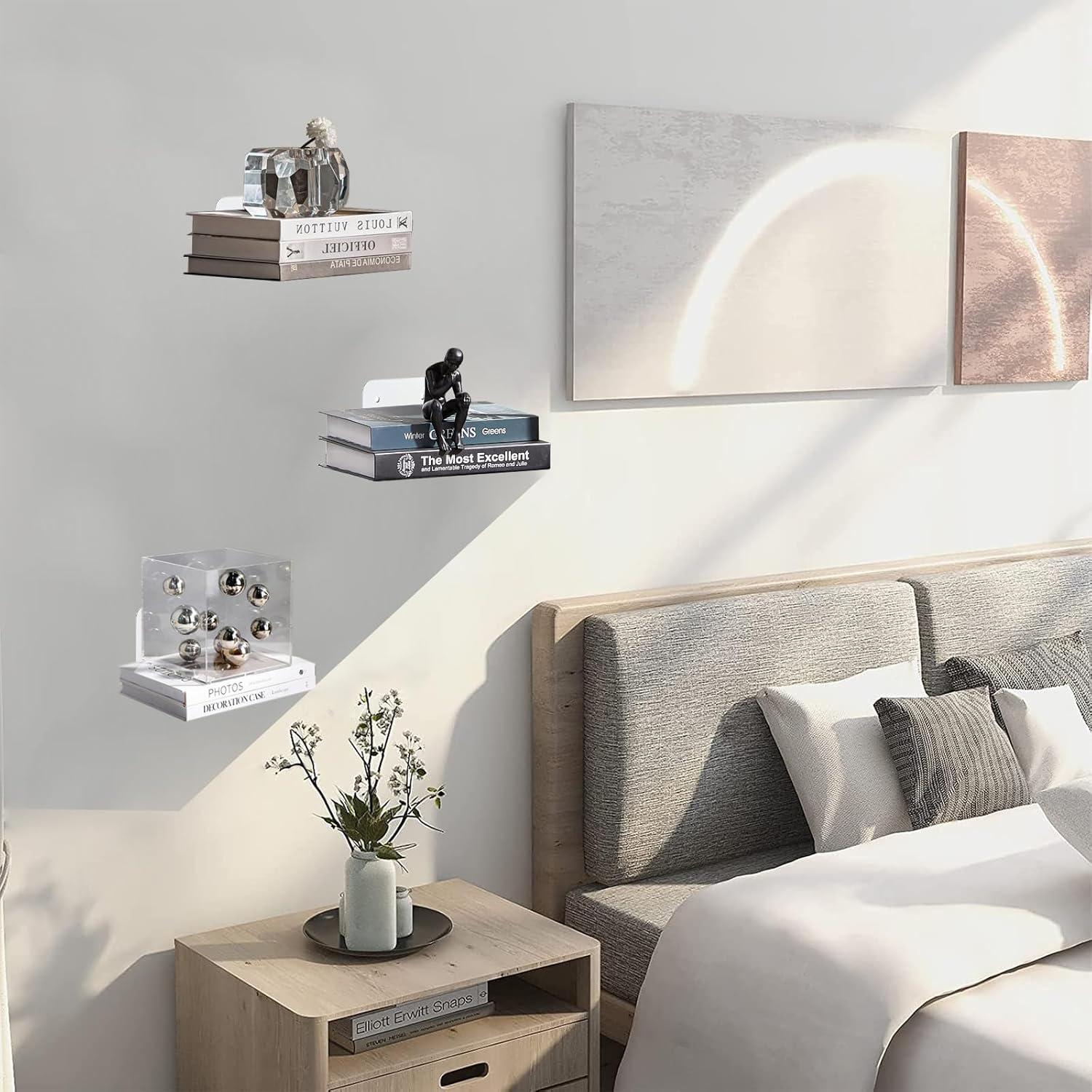 Estantería Flotante Invisible Atsgke - 4 PZS Blanca Moderna