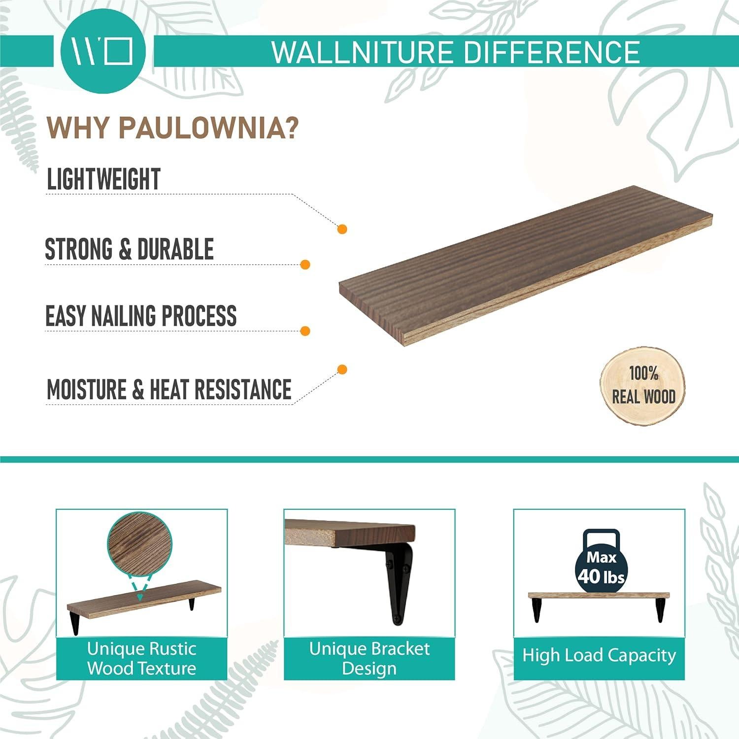 Estantes Flotantes de Madera Wallniture Arras, 10 Unidades, 43.2x11.4cm