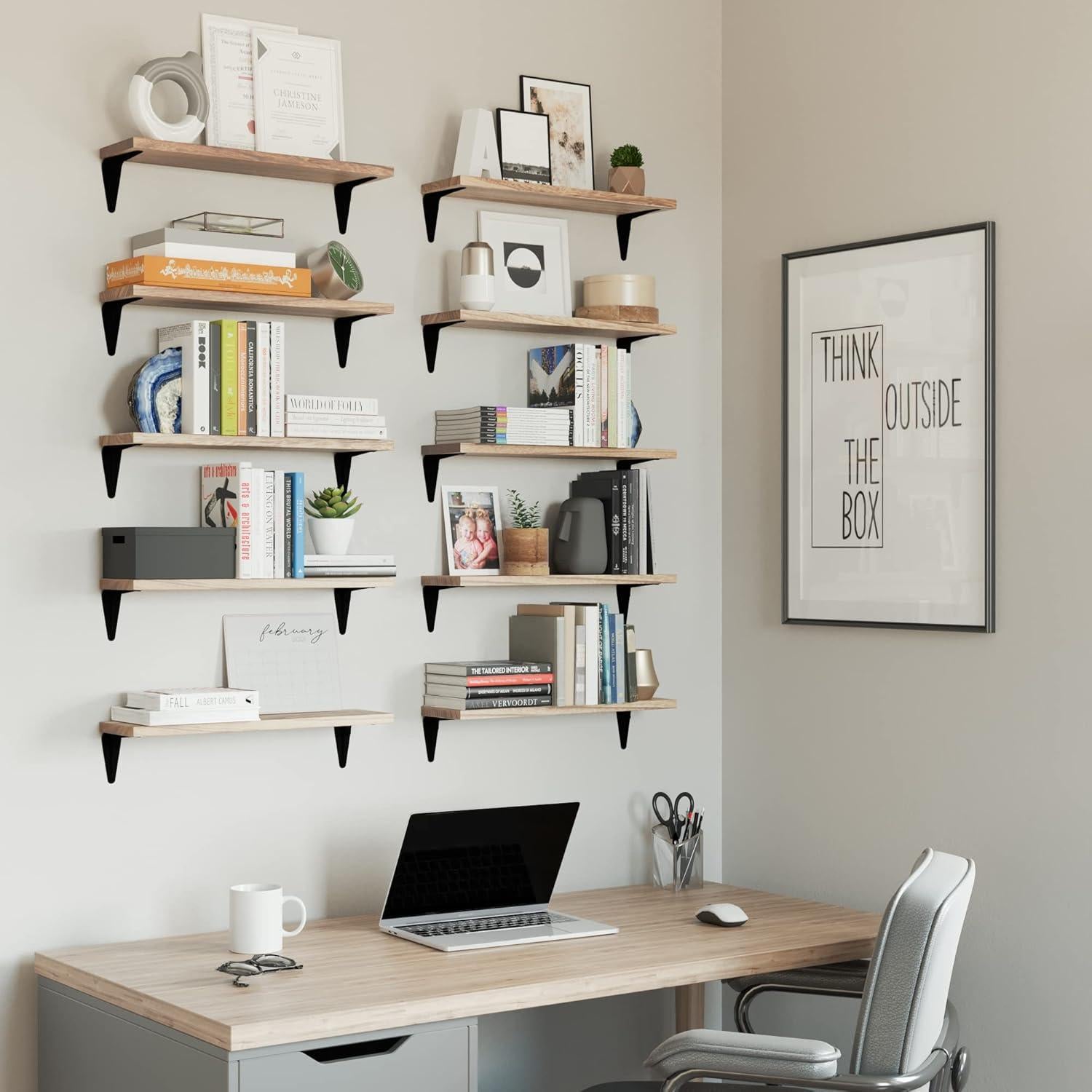 Estantes Flotantes de Madera Wallniture Arras, 10 Unidades, 43.2x11.4cm