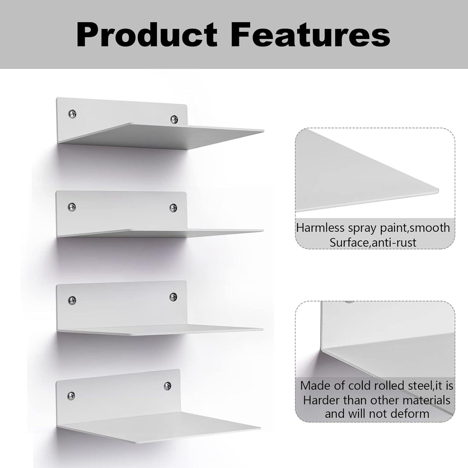 Estantes Flotantes ELSKER&HOME 4 Piezas Blancos 40 cm