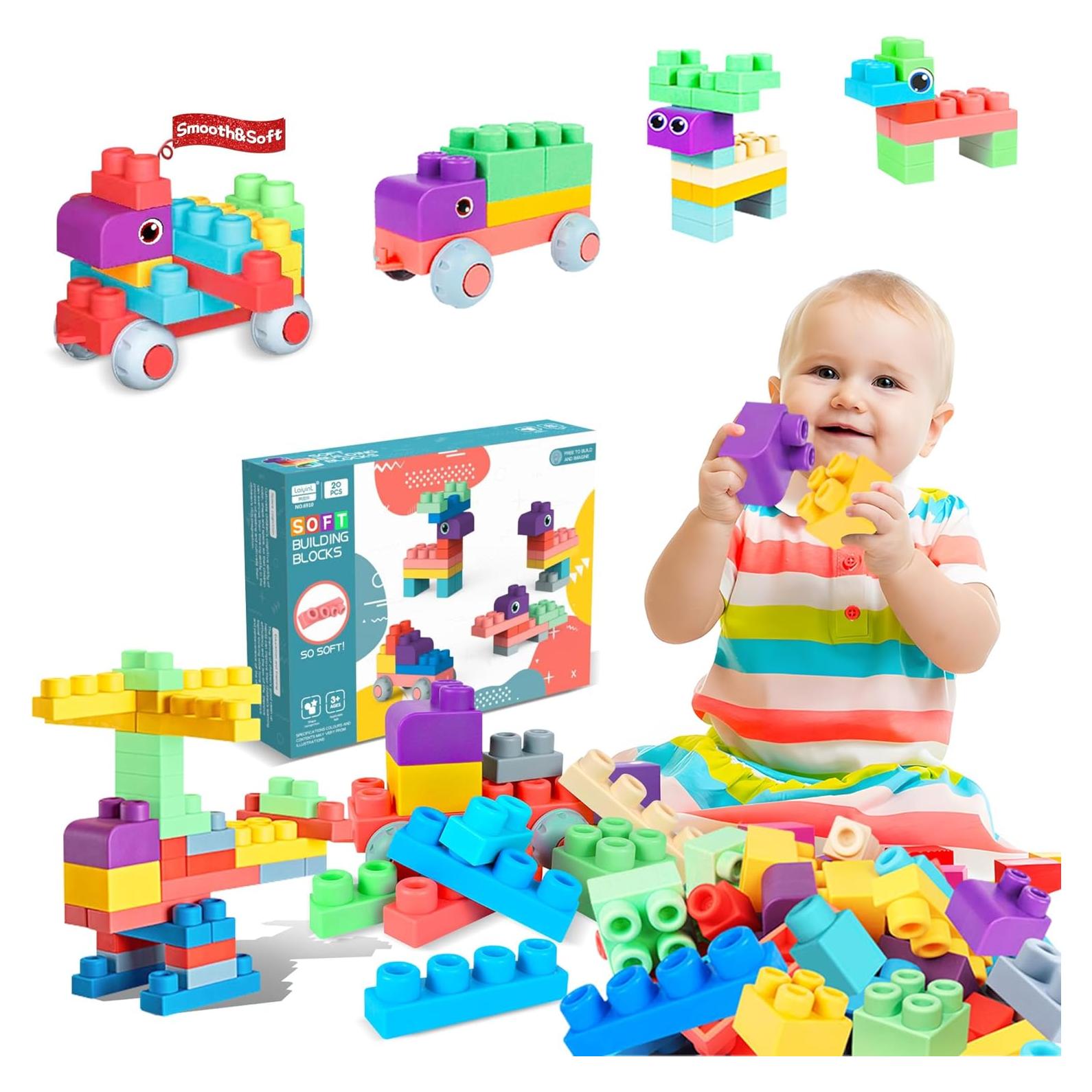 Bloques de Construcción Suaves ROHSCE 20 PCS para Bebés 6 Meses+