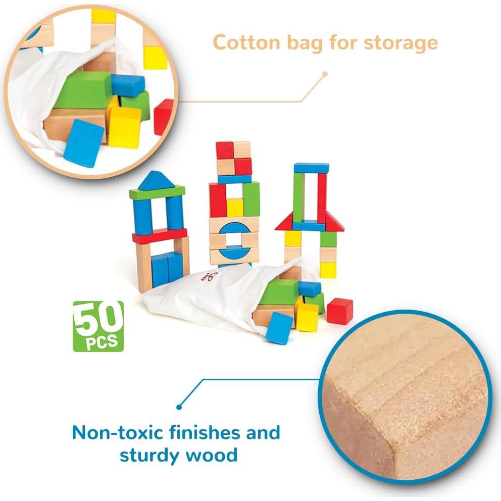 Bloques de Madera Hape 50 Piezas Educativos para Niños