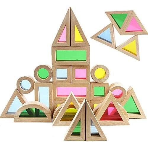 Juego de Bloques de Madera Agirlgle 24 Pcs Arcoíris Educativo