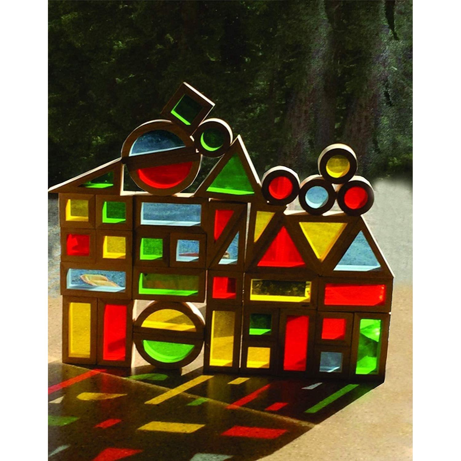 Juego de Bloques de Madera Agirlgle 24 Pcs Arcoíris Educativo