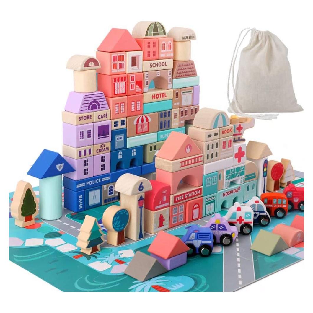 Juego de Bloques de Construcción de Madera Migargle 36 cm