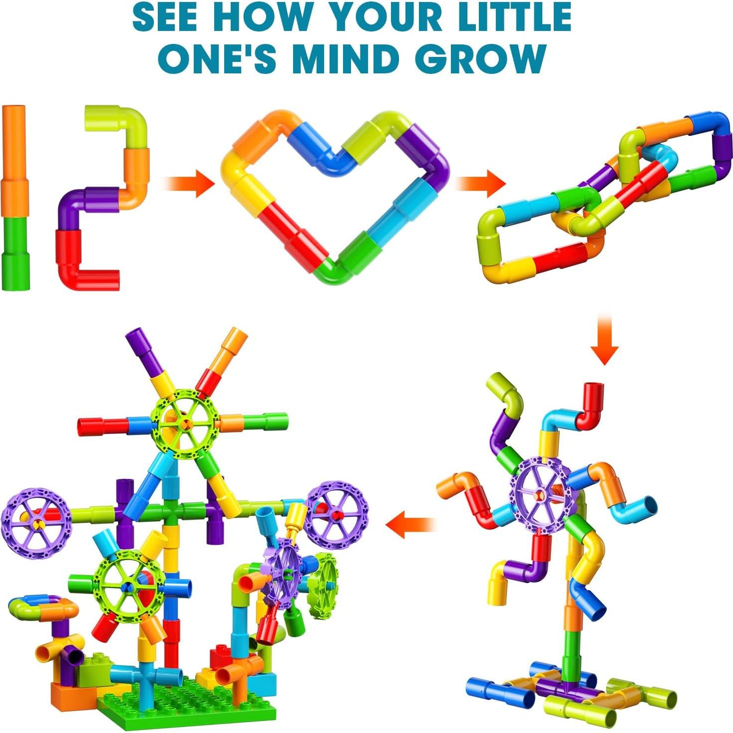 Bloques de Construcción Burgkidz 136 Piezas Juguete STEM 3+