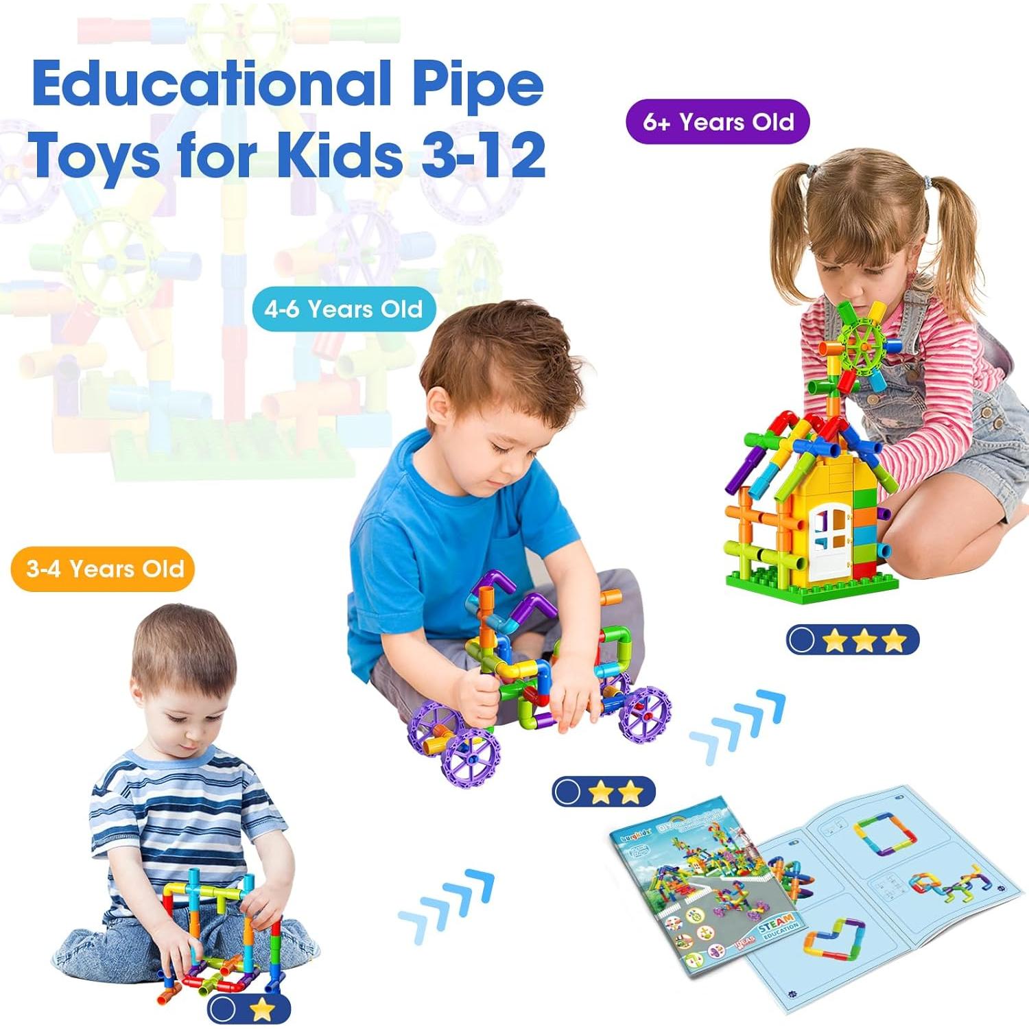 Bloques de Construcción Burgkidz 136 Piezas Juguete STEM 3+