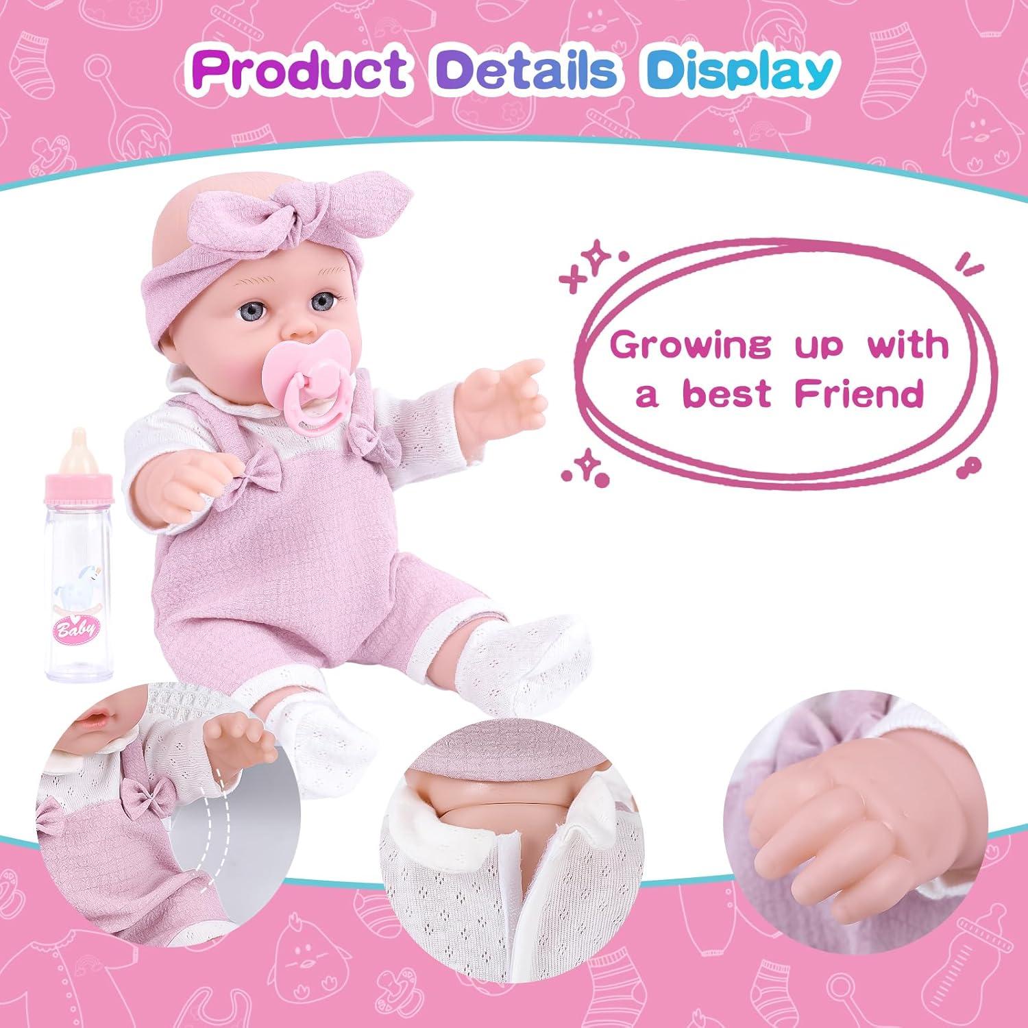 Muñeca Bebé 30 cm BDDOLL con Transportador y Accesorios