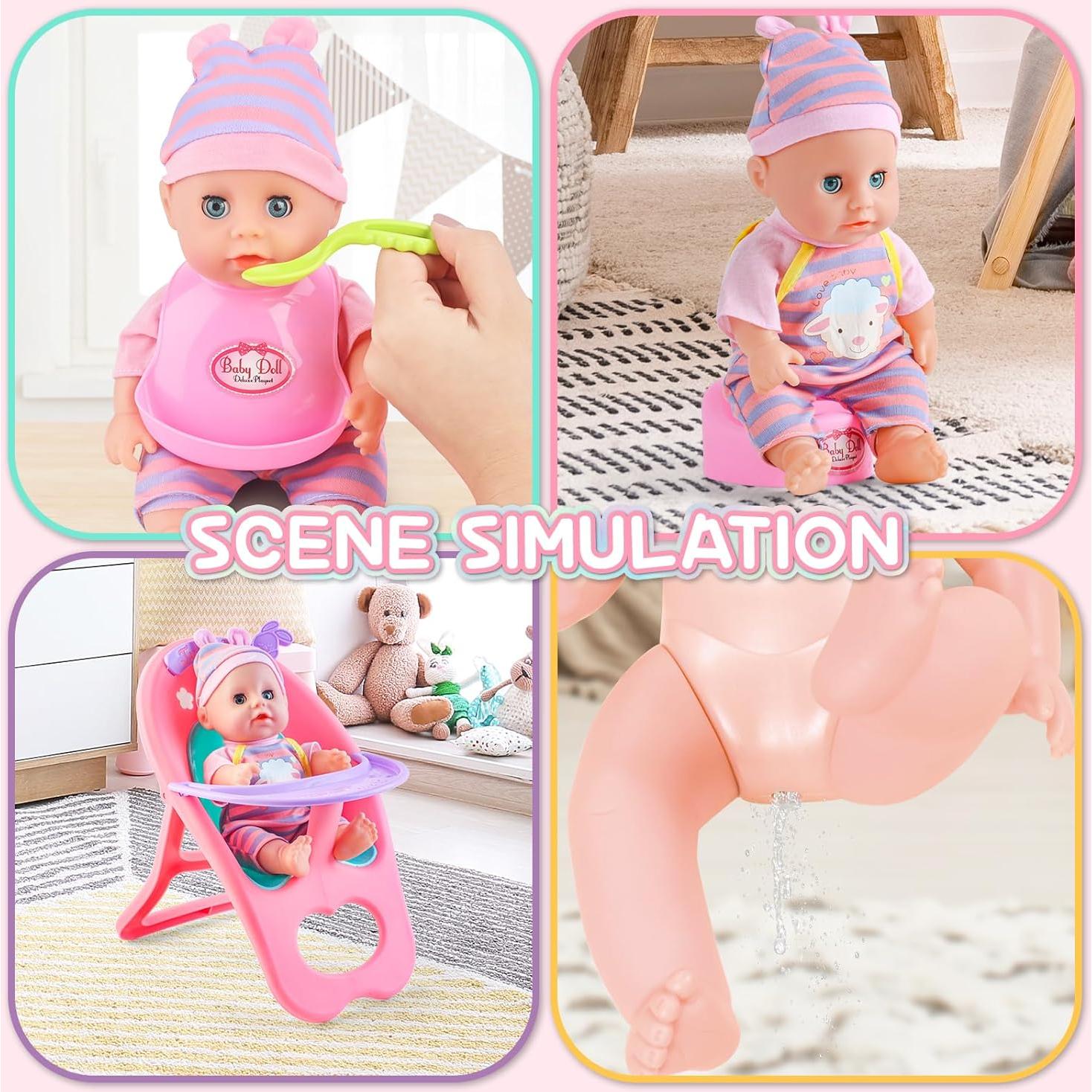 Set de Juego de Muñeca de 30 cm de deAO con Cuna y Accesorios