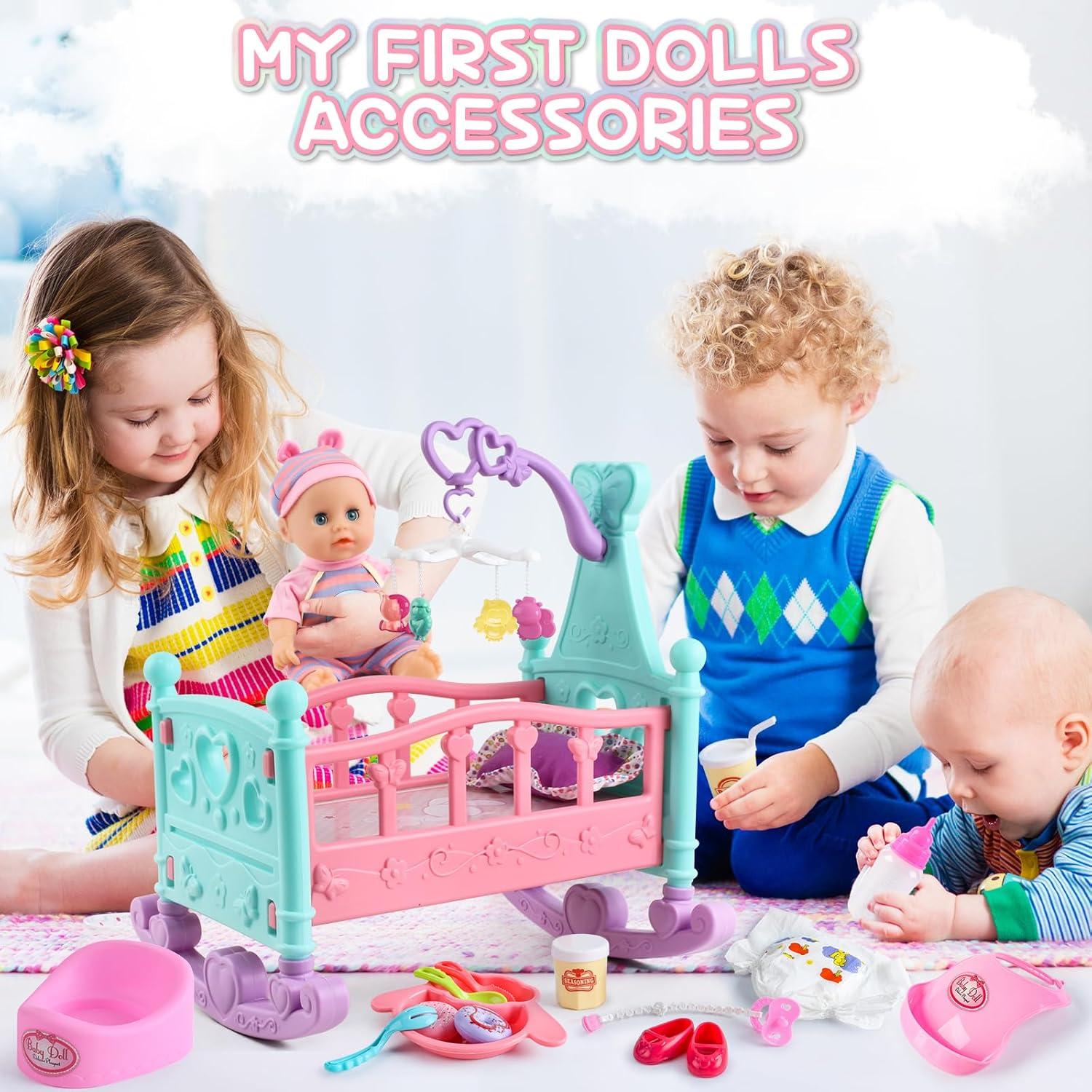 Set de Juego de Muñeca de 30 cm de deAO con Cuna y Accesorios