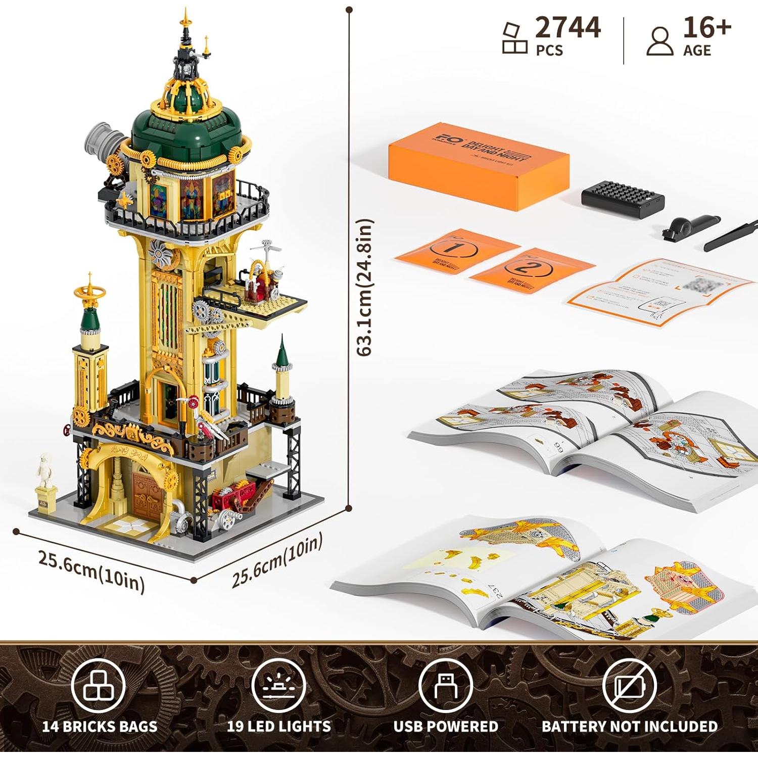 Torre de Observación Steampunk FUNWHOLE 2744 Pcs con Iluminación