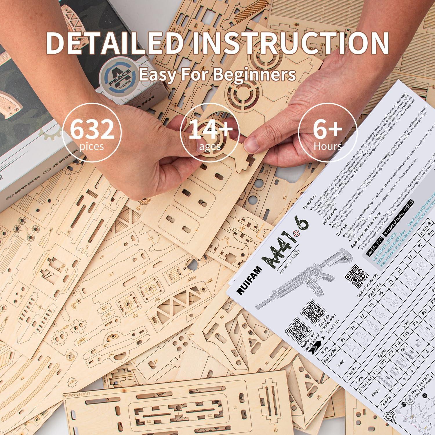 Rompecabezas 3D de Madera RUIFAM, 632 Piezas, Juguete de Pistola
