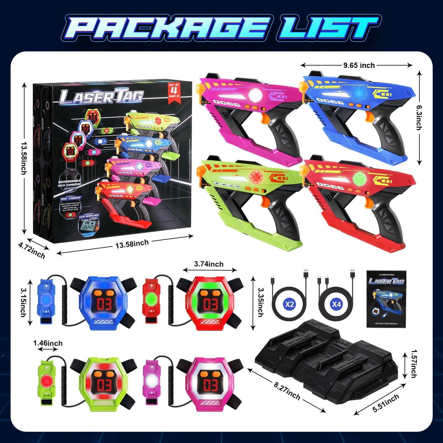 Juego de Pistolas Laser Tag 4PCS CheerCrew Infrarrojo Recargable