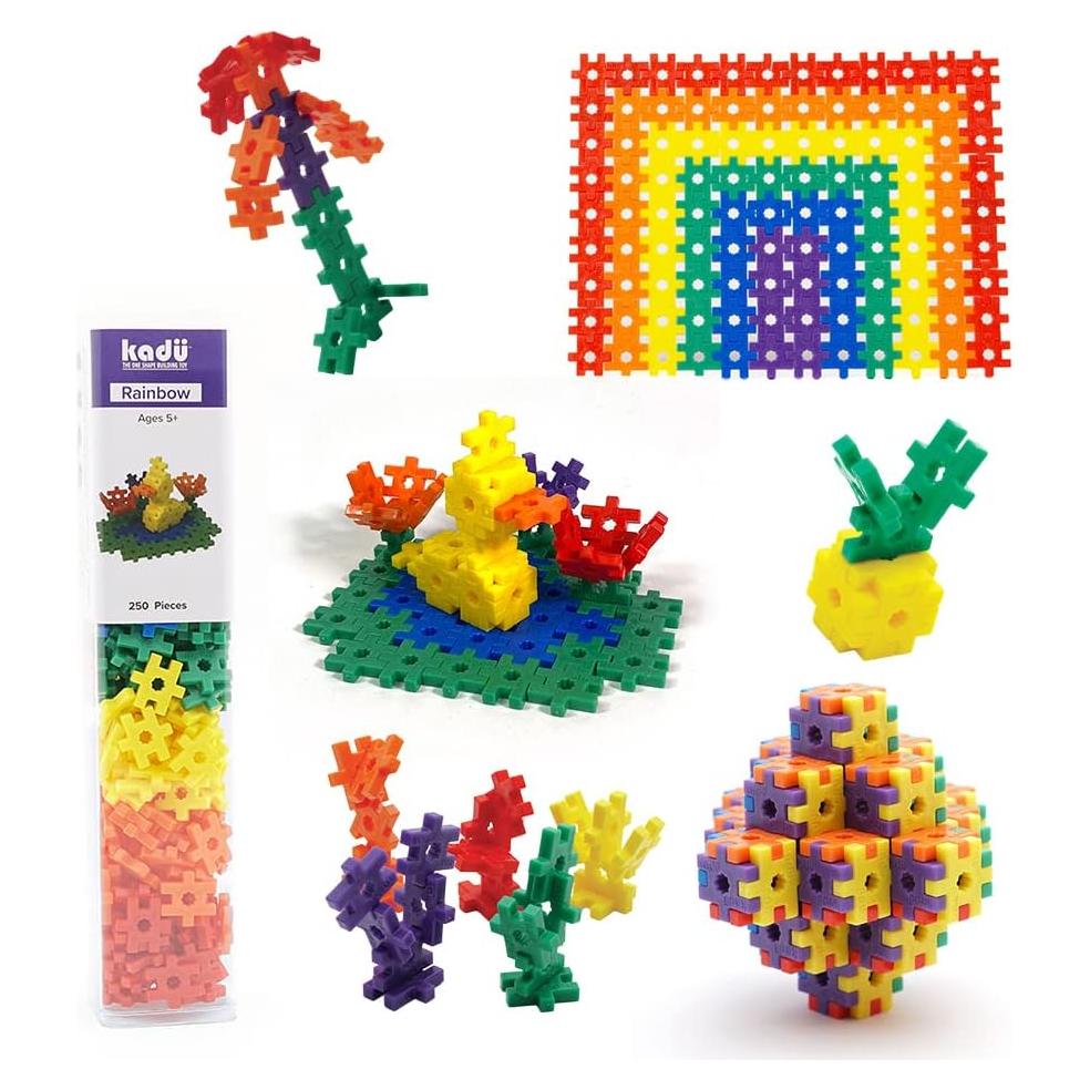 KADU Juguete de Construcción 250 Piezas Arcoíris 5+