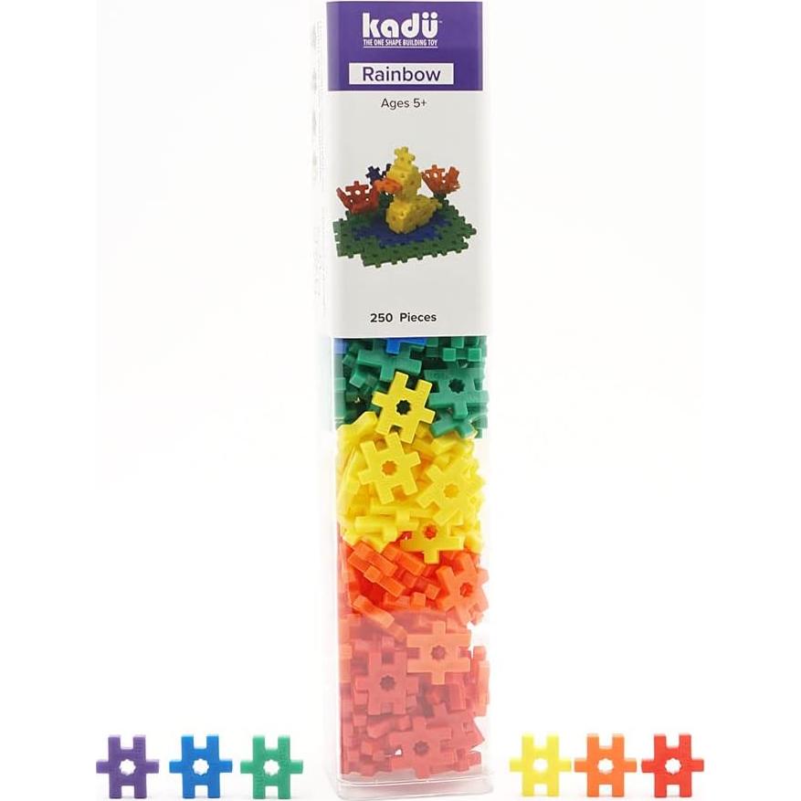 KADU Juguete de Construcción 250 Piezas Arcoíris 5+