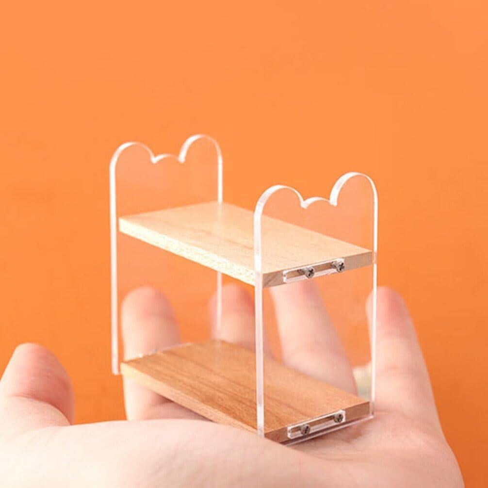 Estante de Libros Miniatura VOSAREA 5.9x5.6x3.1cm Madera/Acrílico