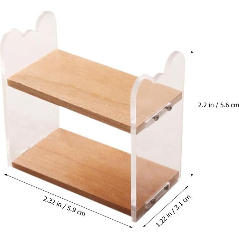 Estante de Libros Miniatura VOSAREA 5.9x5.6x3.1cm Madera/Acrílico