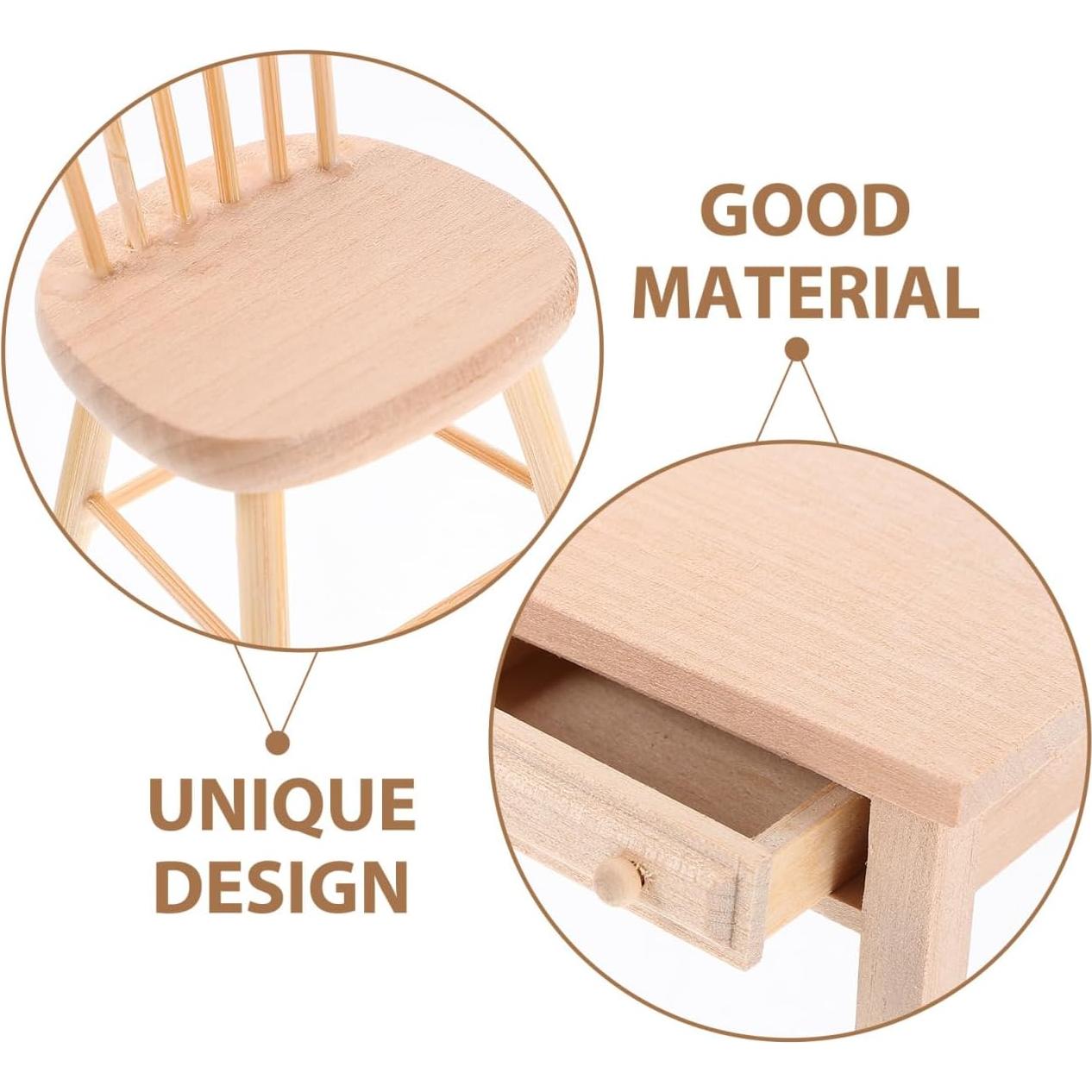 Juego de Muebles de Mini Casa de Muñecas JOINPAYA 1:12 Mesa y Silla