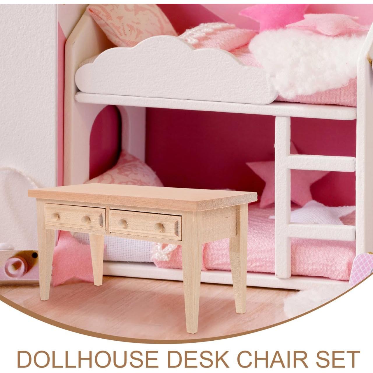 Juego de Muebles de Mini Casa de Muñecas JOINPAYA 1:12 Mesa y Silla