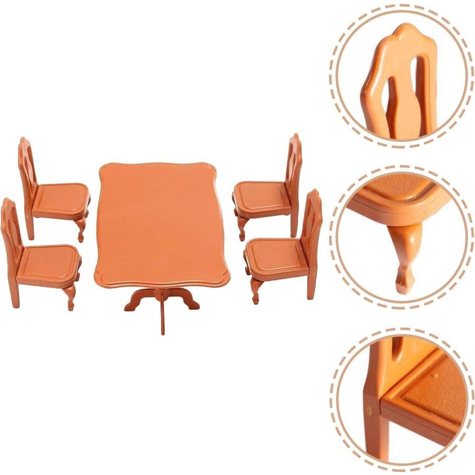 Conjunto de Mesa y Sillas Miniatura Kisangel 5 Piezas