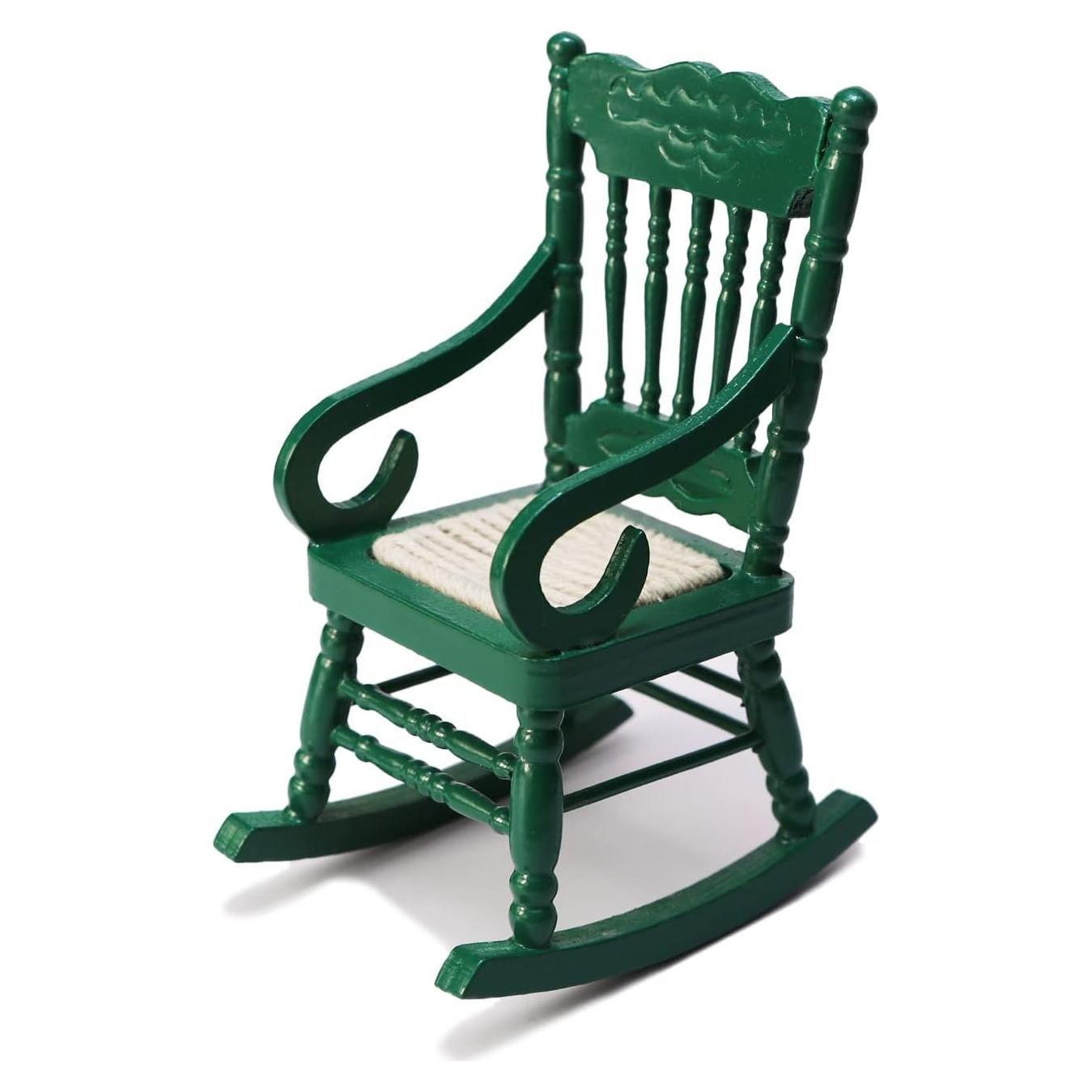 Silla Mecedora Miniatura Cutemini Verde 5x10.5 cm para Casa de Muñecas