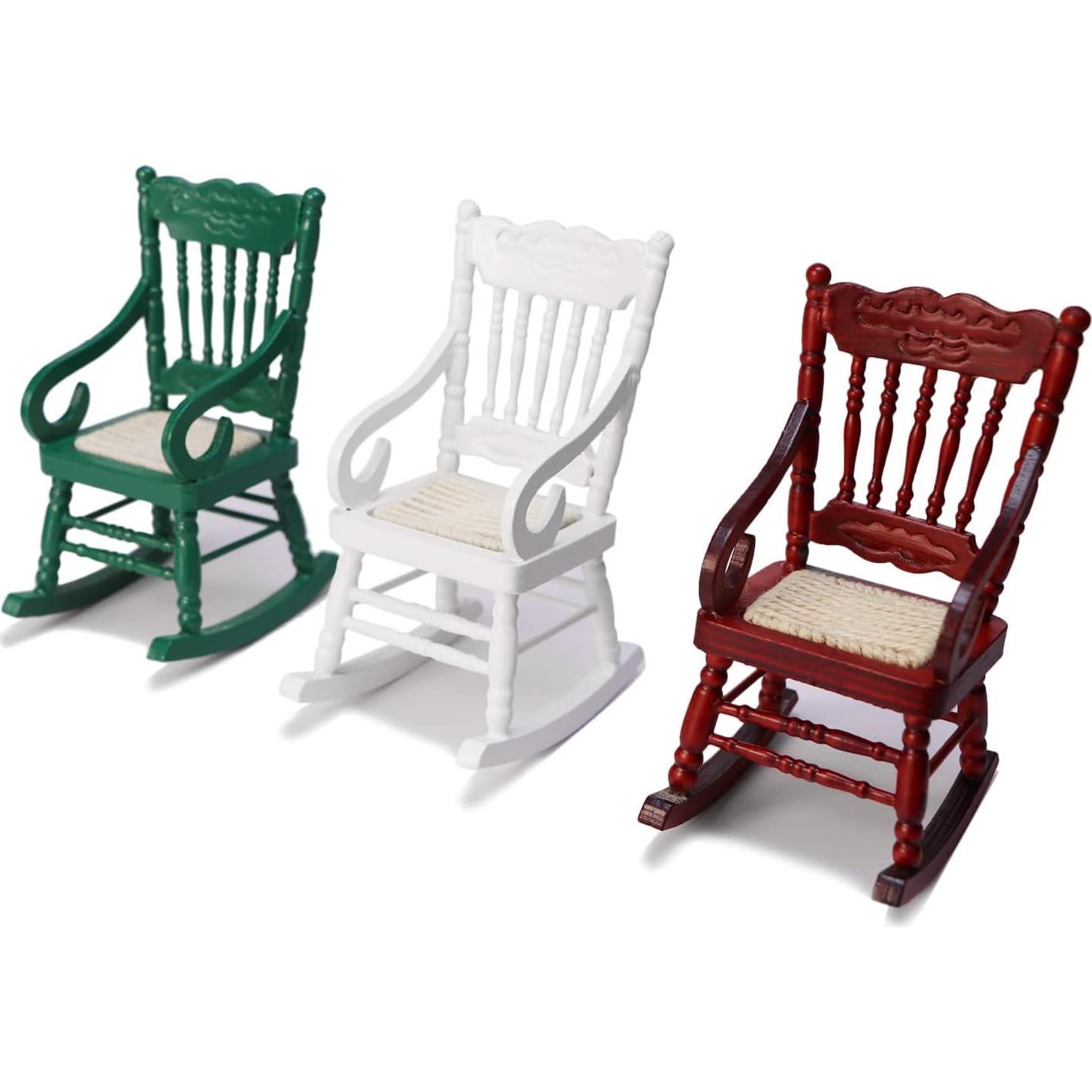 Silla Mecedora Miniatura Cutemini Verde 5x10.5 cm para Casa de Muñecas