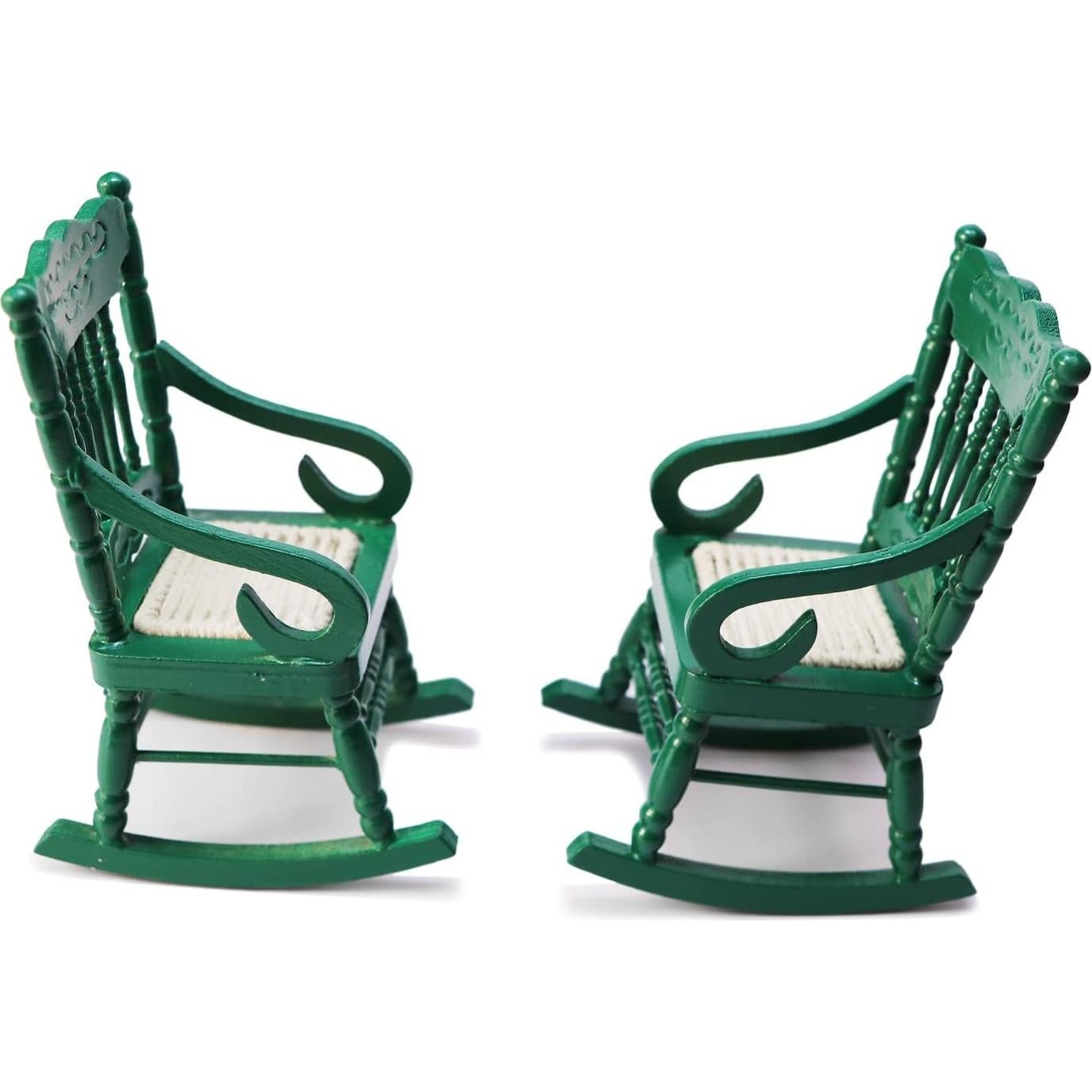Silla Mecedora Miniatura Cutemini Verde 5x10.5 cm para Casa de Muñecas