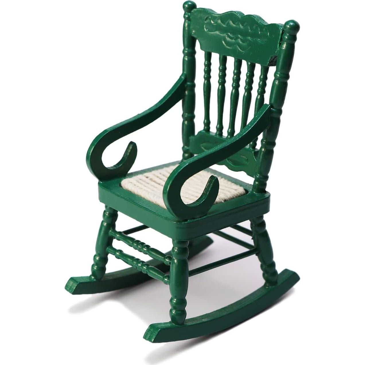 Silla Mecedora Miniatura Cutemini Verde 5x10.5 cm para Casa de Muñecas