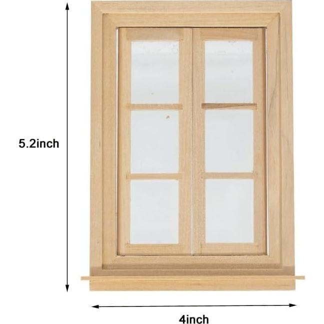 Ventanas de Casa de Muñecas UZPDWK - Marco de Madera 12.7 cm
