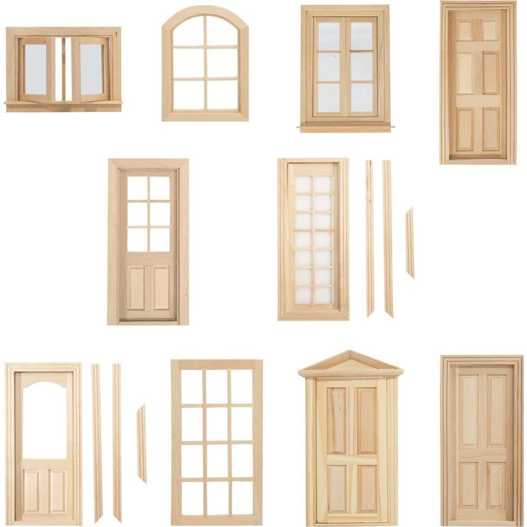 Ventanas de Casa de Muñecas UZPDWK - Marco de Madera 12.7 cm