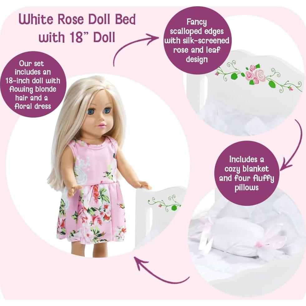 Cama de Muñeca Badger Basket con Muñeca Rubia 45.72 cm