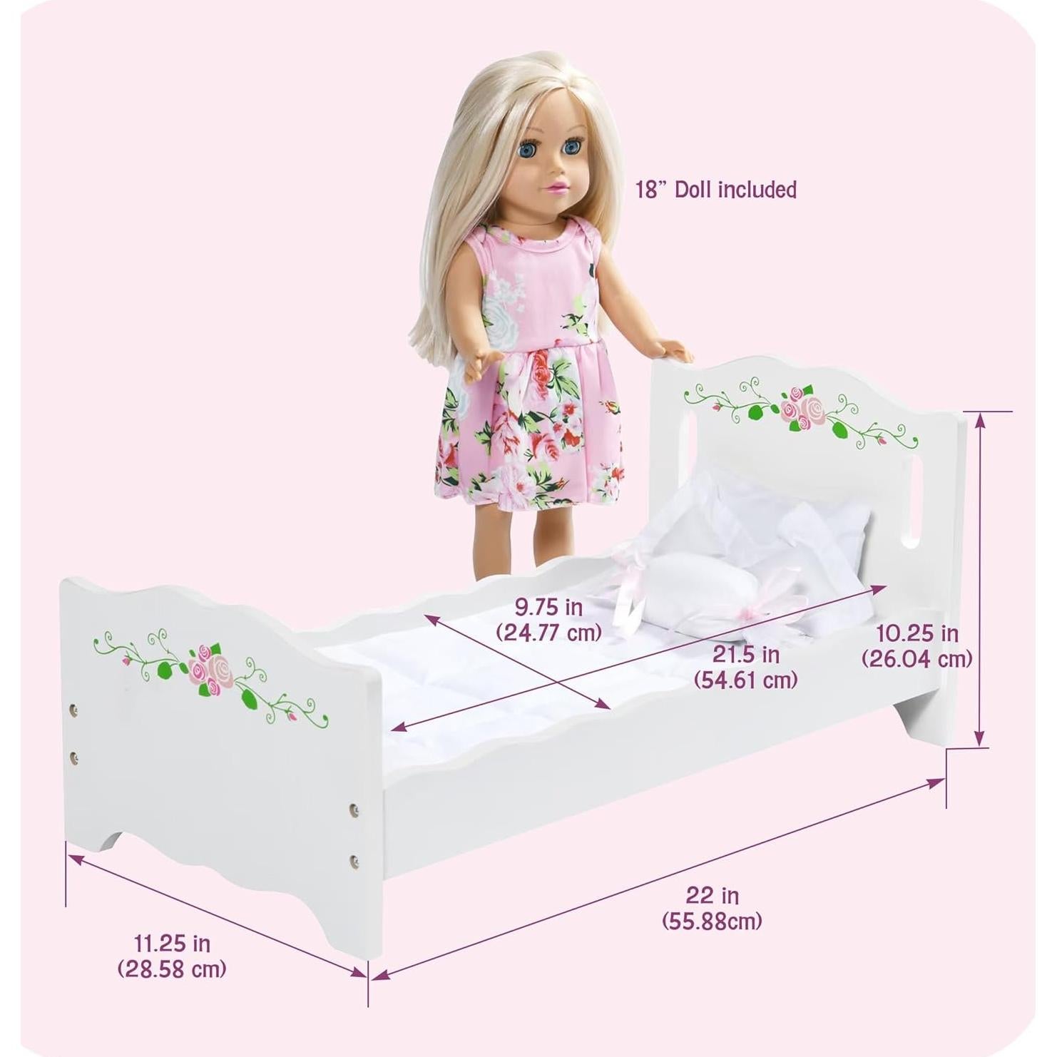 Cama de Muñeca Badger Basket con Muñeca Rubia 45.72 cm