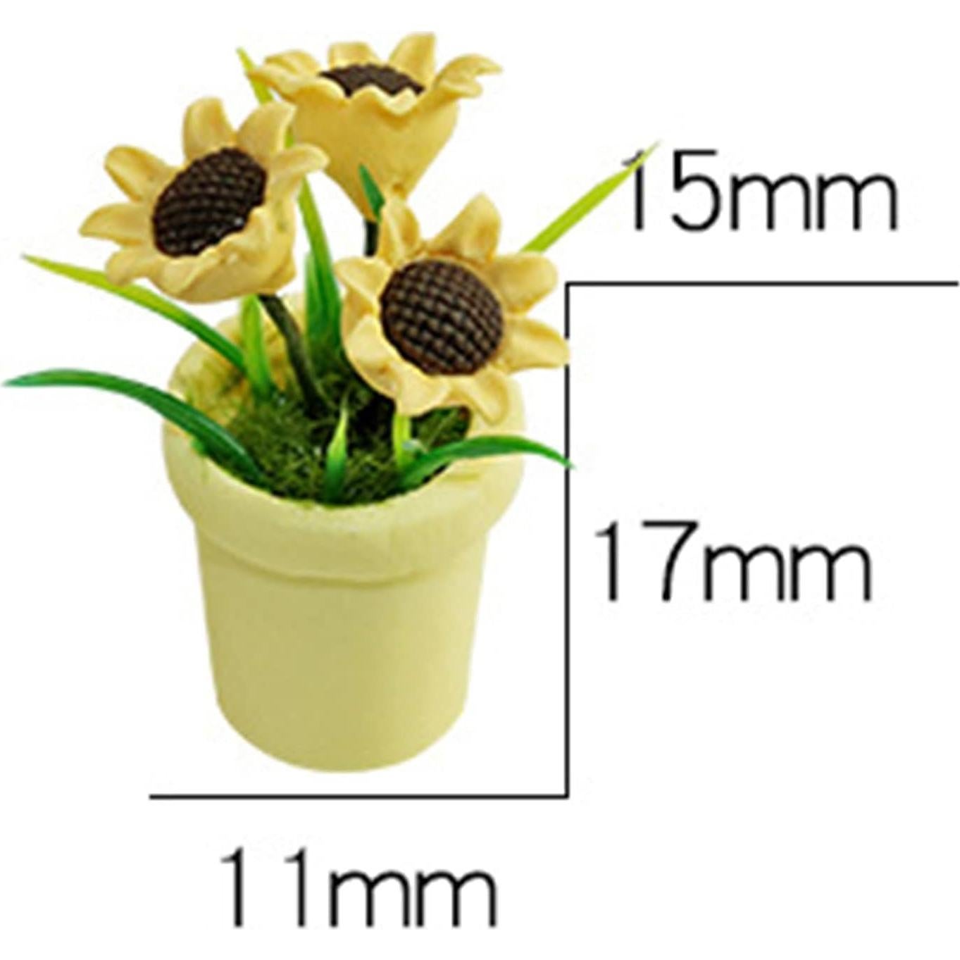 Mini Girasol de Resina Jowxsx para Casa de Muñecas 1/12
