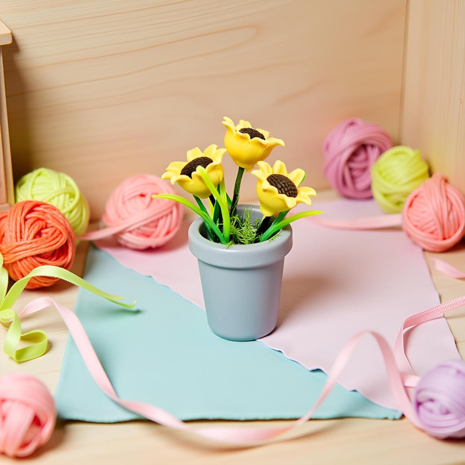 Mini Girasol de Resina Jowxsx para Casa de Muñecas 1/12