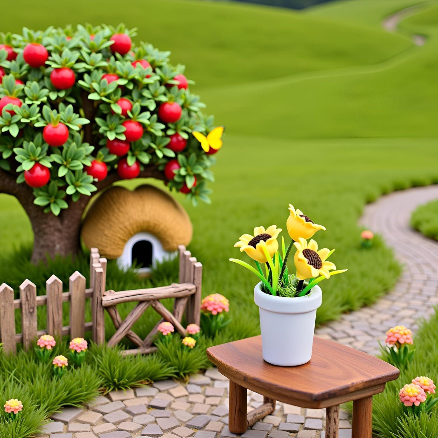 Mini Girasol de Resina Jowxsx para Casa de Muñecas 1/12